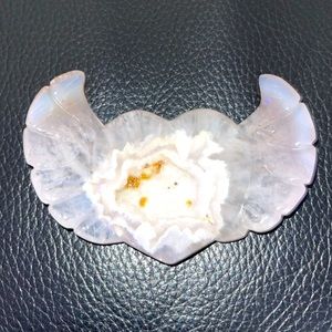 Agate heart wings with druzy